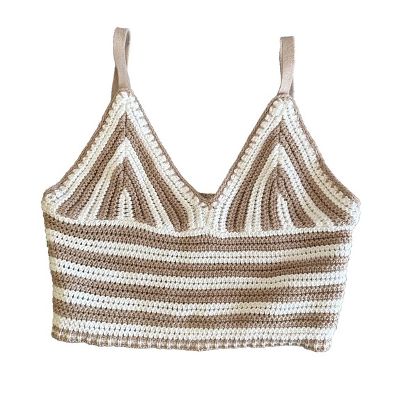 Hollister Tops - Y2K Festival Crochet Babydoll Top Womens XS Coachella Boho Hollister Knit Tank